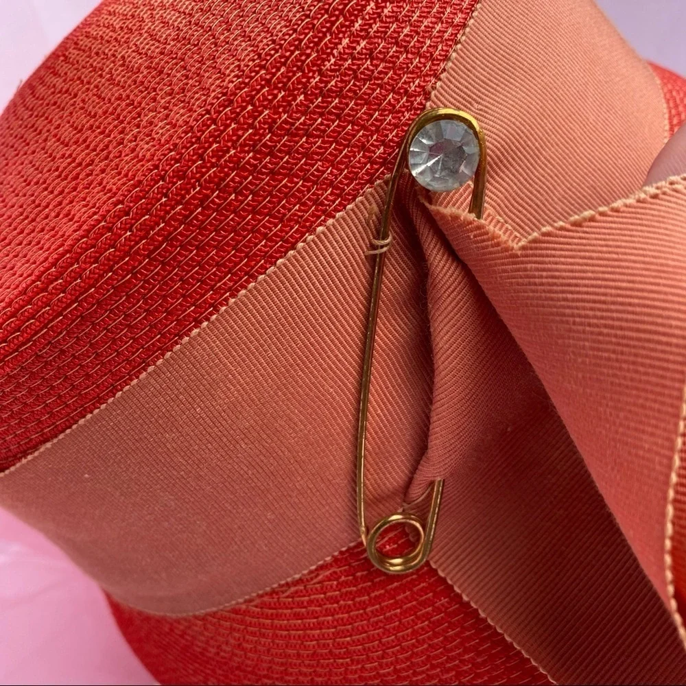 Vintage Orange Bucket Cloche Hat - Picture 7 of 9